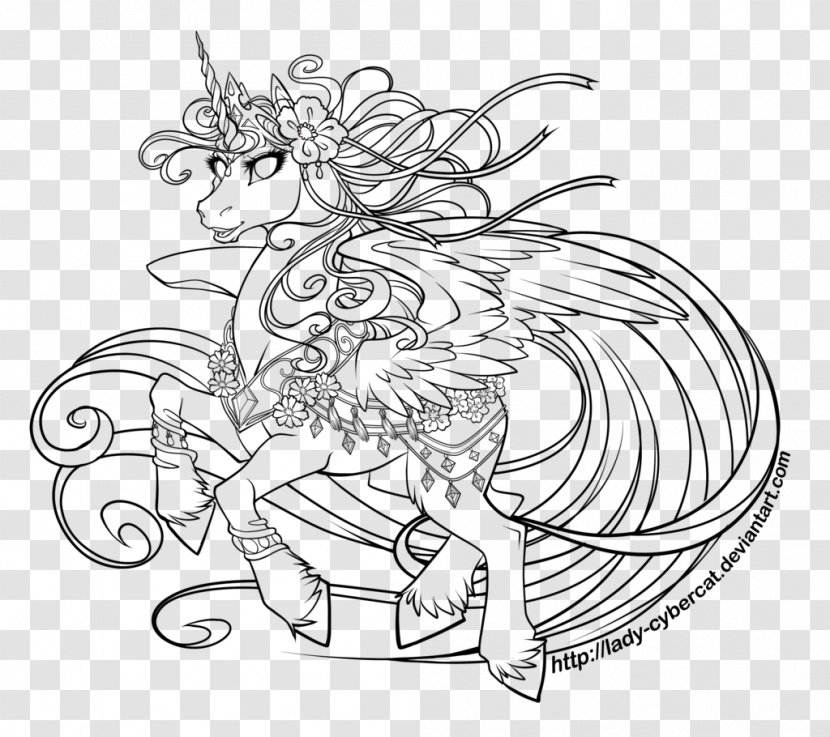 Line Art Princess Celestia Drawing Digital - Wing - UNICORN Transparent PNG