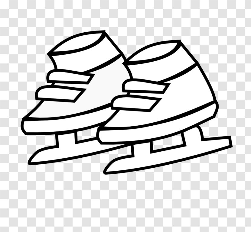 Clip Art Coloring Book Drawing Shoe Sneakers - Black And White - Ice Skates Transparent PNG