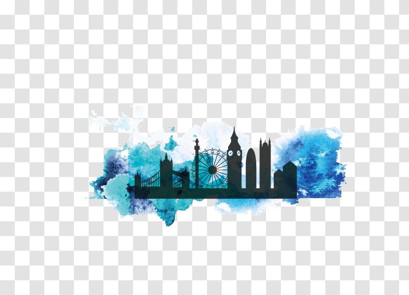 City Of London Silhouette Watercolor Painting - London,city ​​building,watercolor Transparent PNG
