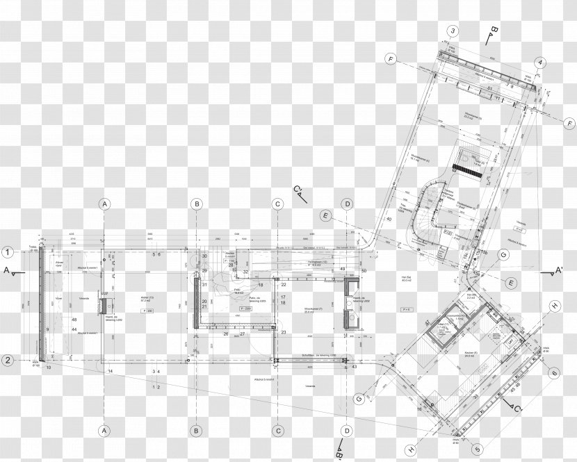 Drawing Farnsworth House Plan - Black And White - Made For Each Other Transparent PNG