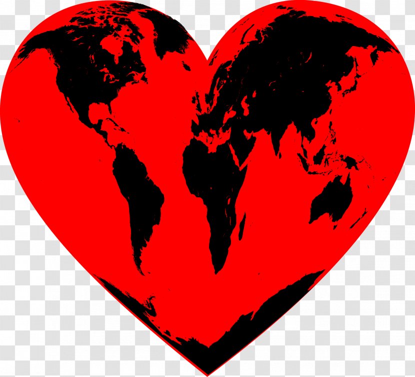 Globe World Map - Cartoon - Heart Transparent PNG