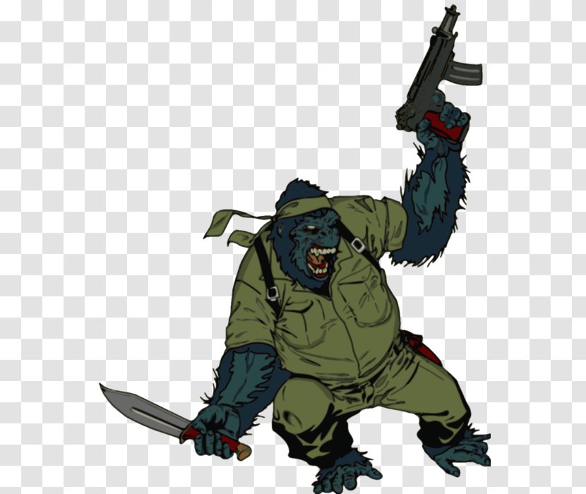 Gorilla Ape Soldier Veteran Clip Art - Fictional Character Transparent PNG