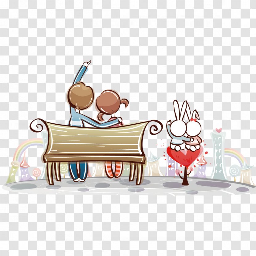 Valentines Day Cartoon Clip Art - Royaltyfree - Couple In Love Transparent PNG