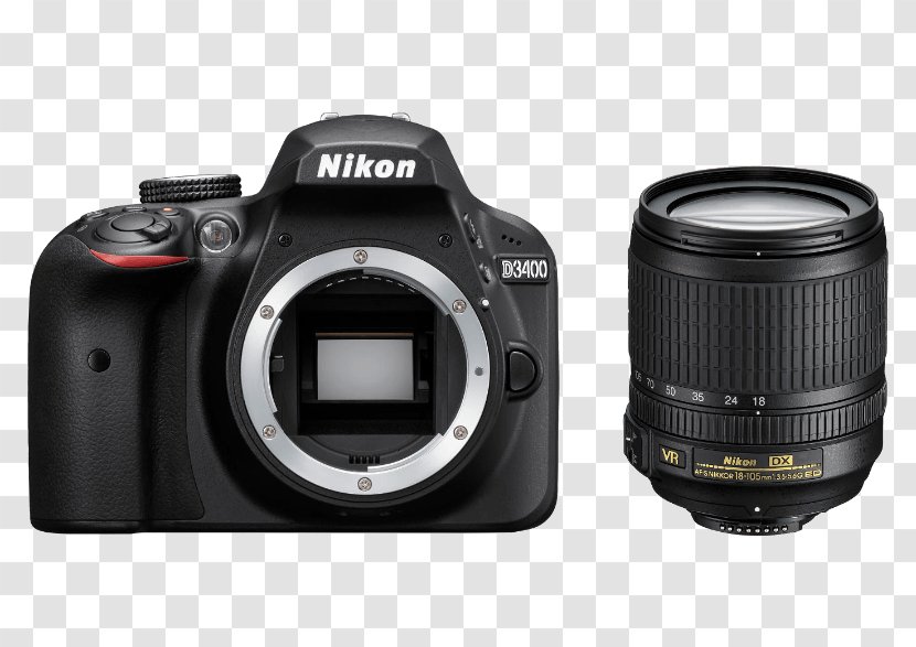 Nikon D3400 AF-S DX Nikkor 18-105mm F/3.5-5.6G ED VR Digital SLR 35mm F/1.8G Zoom-Nikkor 18-55mm - Dx Format - Camera Transparent PNG