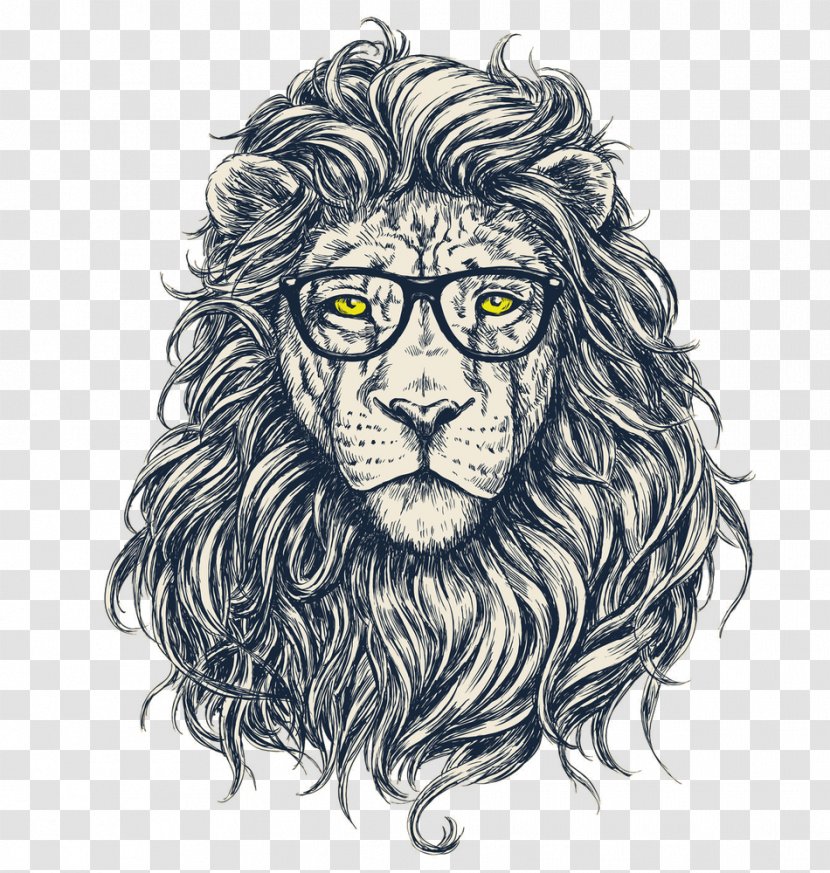 Lion Hipster Stock Photography - Big Cats - Lions Head Transparent PNG