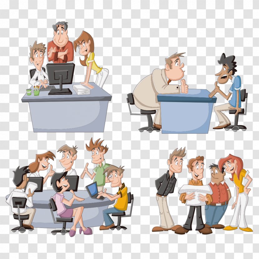 Cartoon Businessperson Illustration - Furniture - Office Business Men And Women Transparent PNG