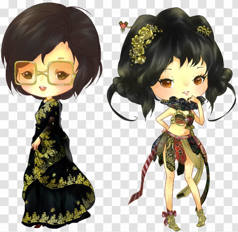 Human Hair Color Black Brown Doll - Mother And Daughter Transparent PNG