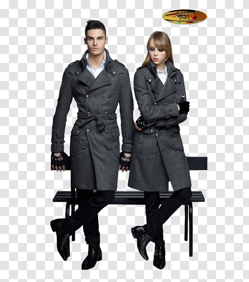 Model Autumn Winter Designer Male - Trench Coat - Romantic Couple Transparent PNG