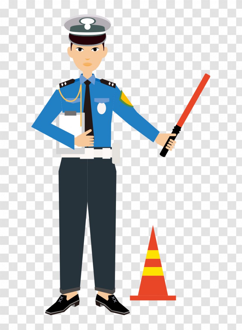 Traffic Police Officer - Cartoon Painted Flat Transparent PNG