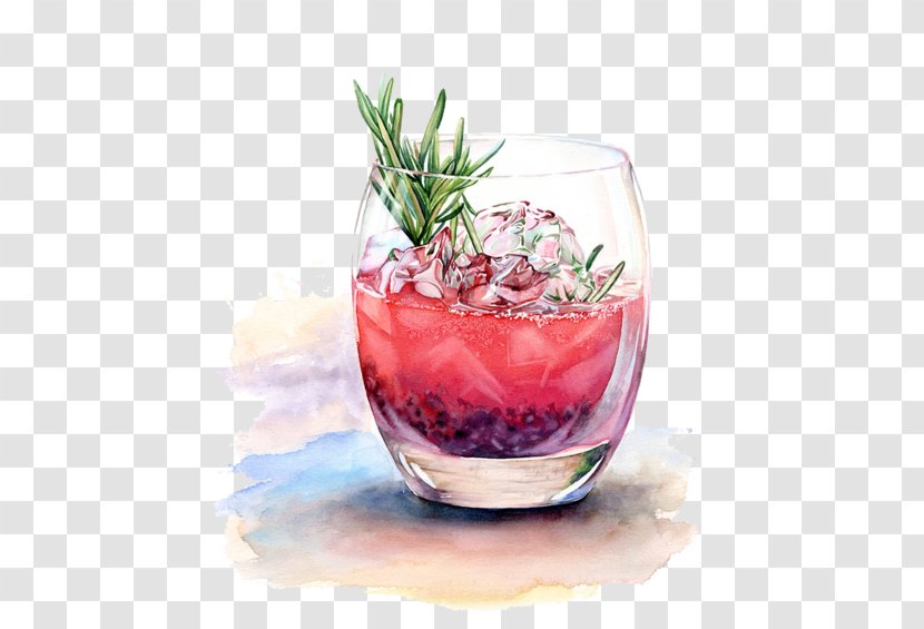 Cocktail Watercolor Painting Drink Drawing Illustration - Punch - Drinks Transparent PNG