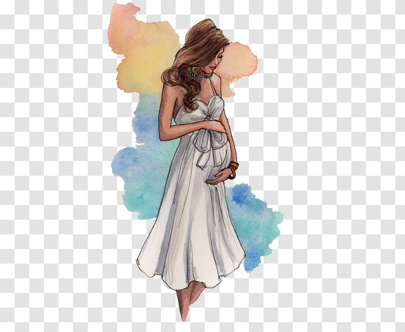Drawing Pregnancy Fashion Illustration - Flower Transparent PNG