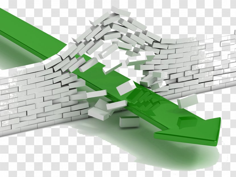 Brick Wall Stock Illustration - Break Through A Green Arrow Image Transparent PNG