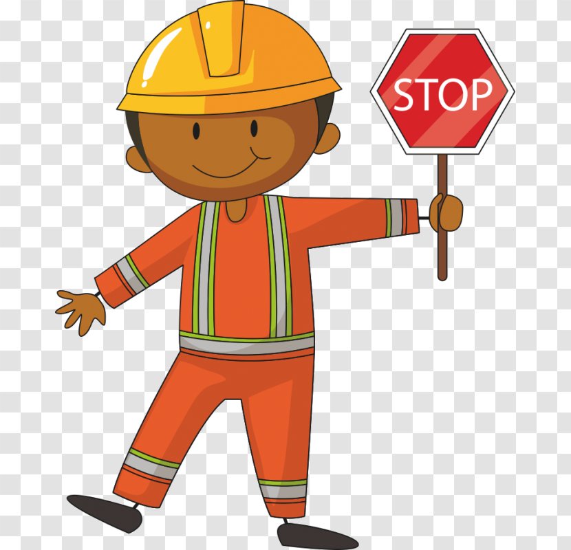 Royalty-free Construction Worker Stop Sign Clip Art - Male - Boy Transparent PNG