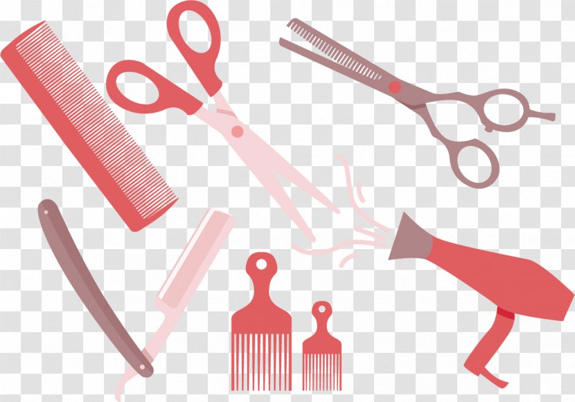 Comb Euclidean Vector Hairdresser Scissors - Pink Hair Transparent PNG