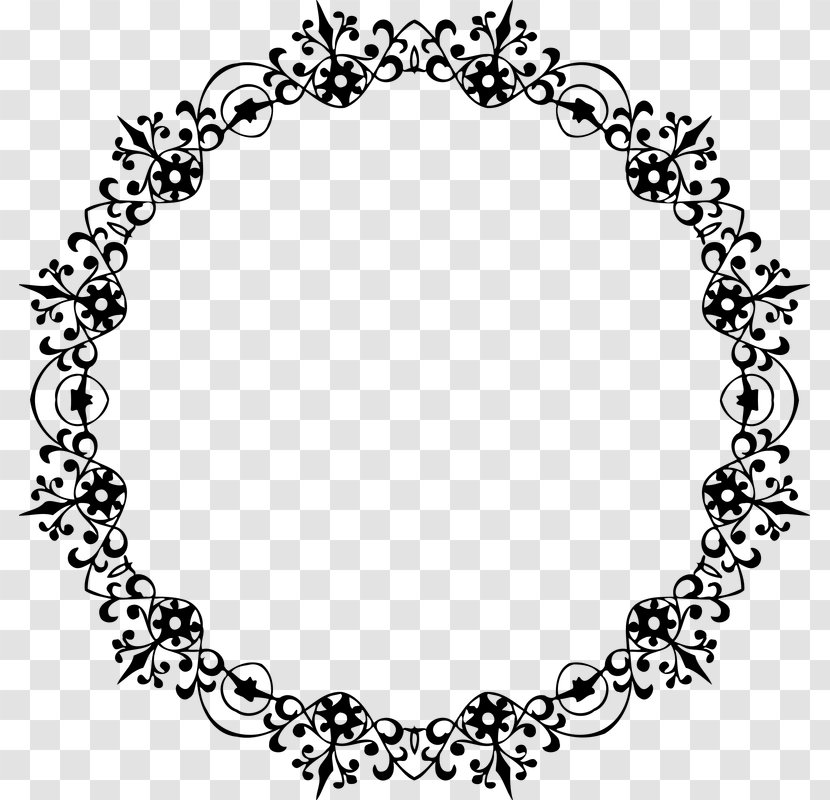 Clip Art - Black And White - Ring Flowers Transparent PNG