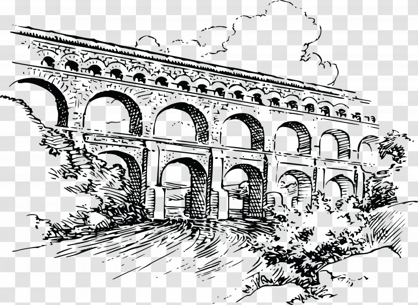 Roman Aqueduct Bridge Clip Art - Architecture Transparent PNG