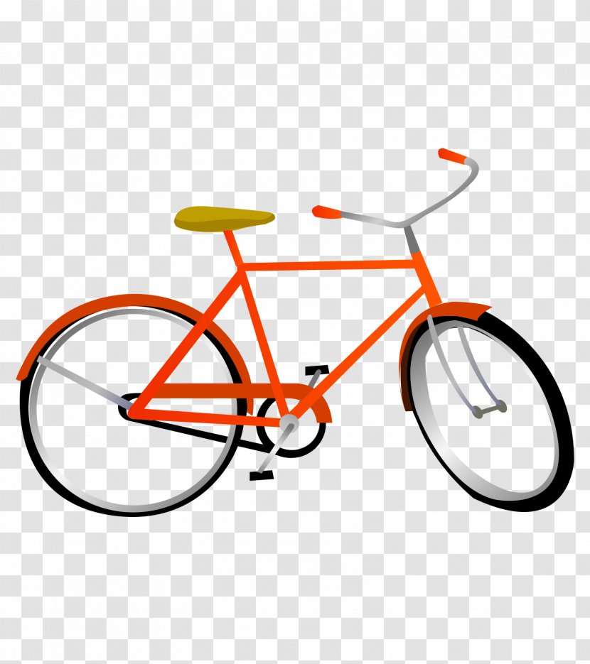 Bicycle Orange Mountain Bikes Shimano Cycling - Vector Cartoon Hand Painted Fashion Bike Transparent PNG