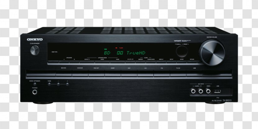 AV Receiver Onkyo TX-SR313 Home Theater Systems Amplifier - Electronic Instrument - Audio Transparent PNG