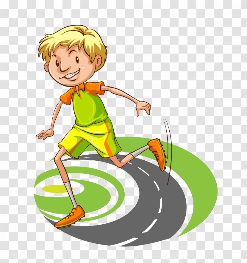 Football Drawing Illustration - Vector Cartoon Pattern Running Long Boy Transparent PNG