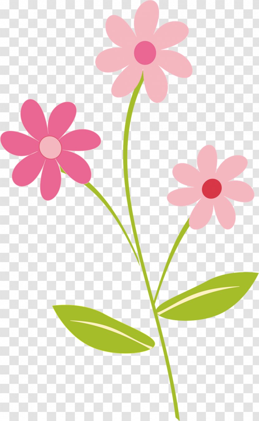 Pink Flowers Clip Art - Plant Stem - Flowery Border Cliparts Transparent PNG