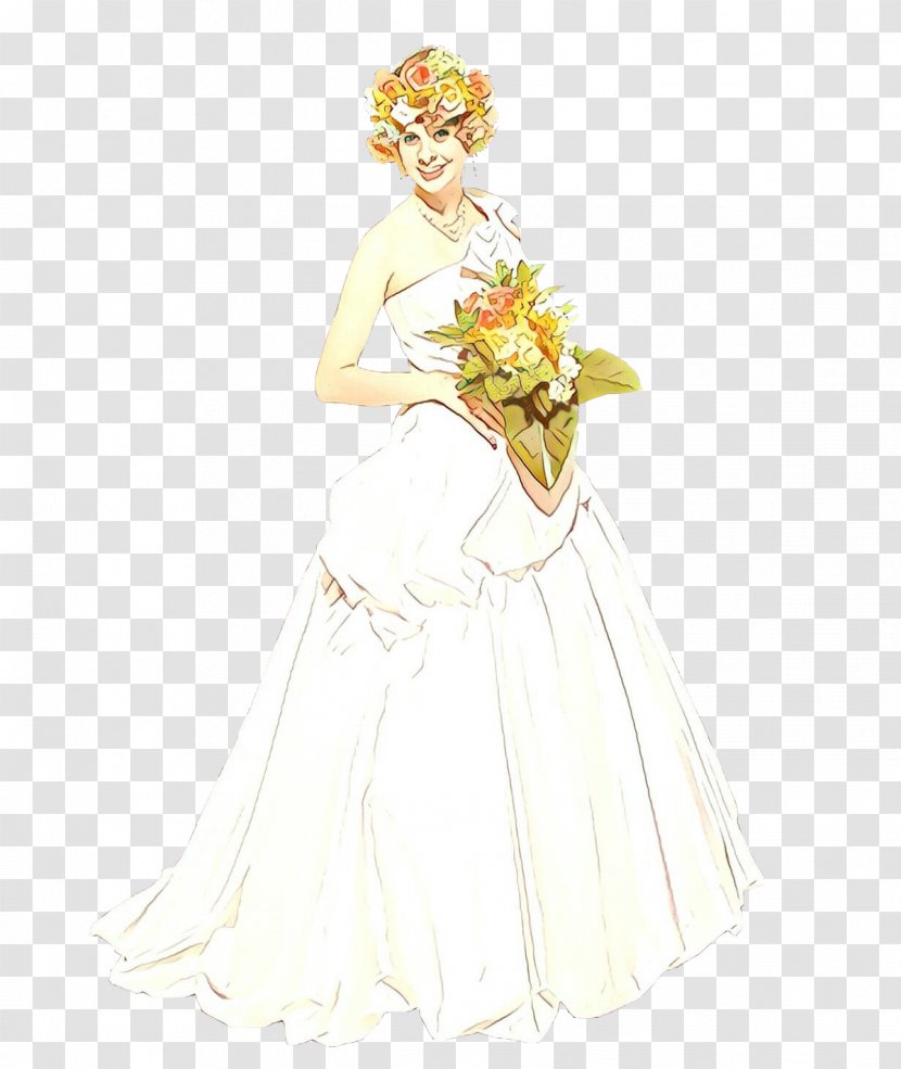 Wedding Dress Bride /m/02csf Drawing Gown - Yellow - Figurine Transparent PNG
