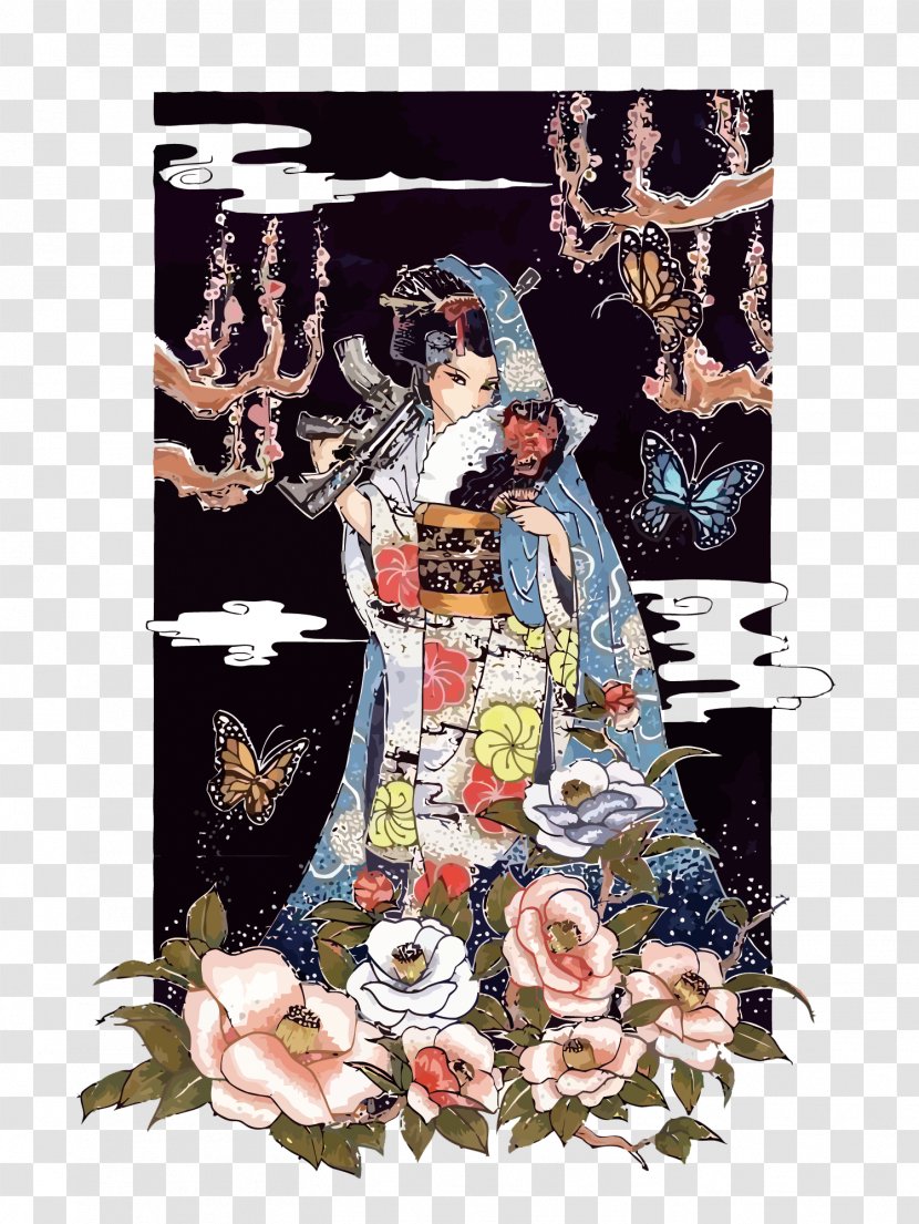 Japan Geisha Graphic Design Illustration - Art - Vector Transparent PNG