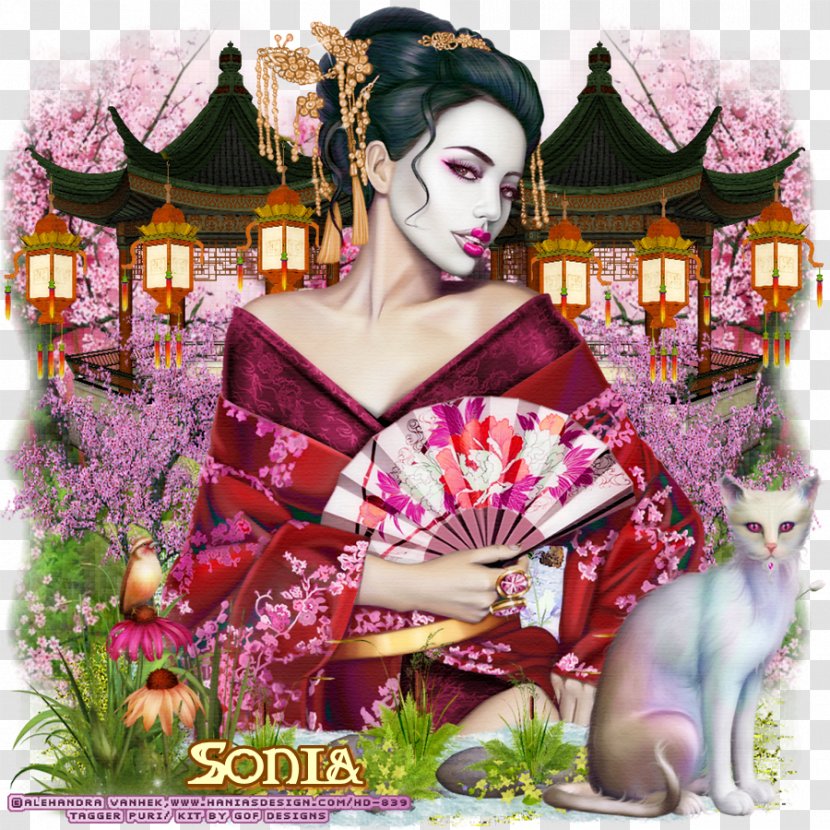 Floral Design Pink M Geisha Photomontage - Flower Arranging Transparent PNG