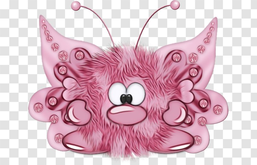 Pink Head Cartoon Snout Whiskers - Wet Ink - Wing Butterfly Transparent PNG