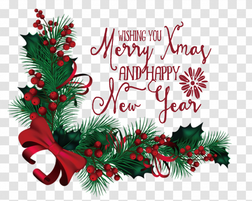 Merry Christmas Happy New Year Transparent PNG