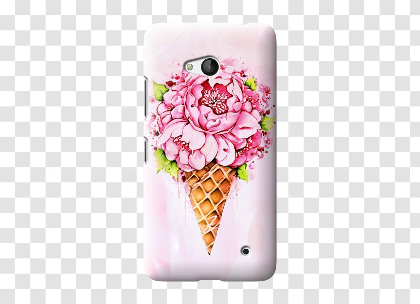 Ice Cream Cones Watercolor Painting Floral Design Flower - Royaltyfree - Non Toxic Transparent PNG