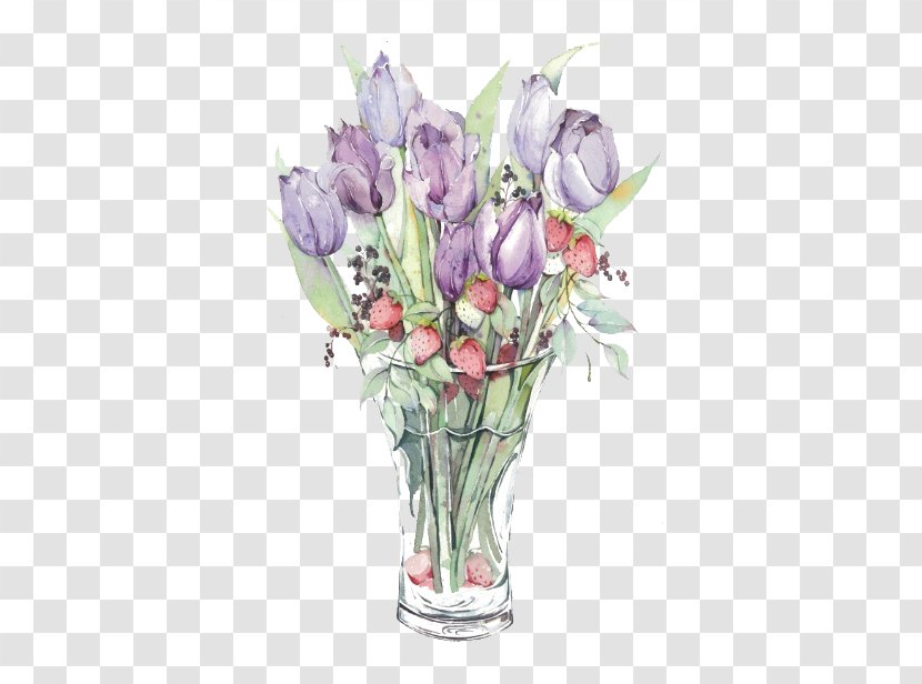 Floral Design Tulip Purple Vase - Flower Arranging - Tulips Transparent PNG