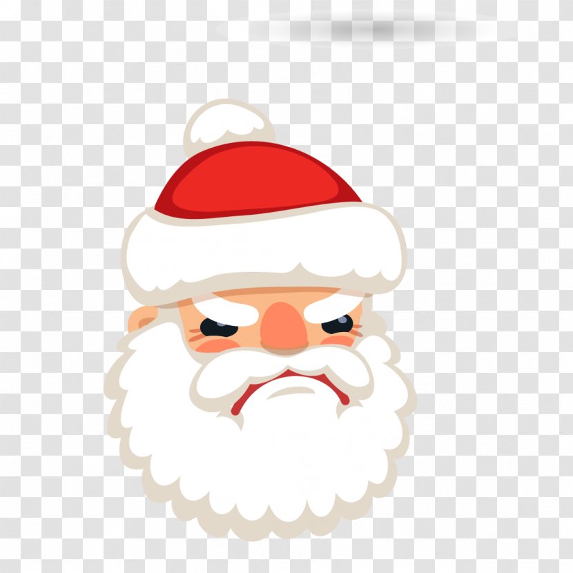 Santa Claus Anger - Christmas Decoration - Unhappy Head Vector Transparent PNG
