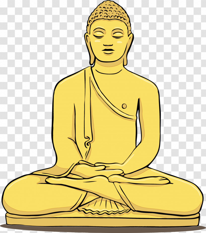 Sitting Meditation Yellow Head Zen Master Transparent PNG
