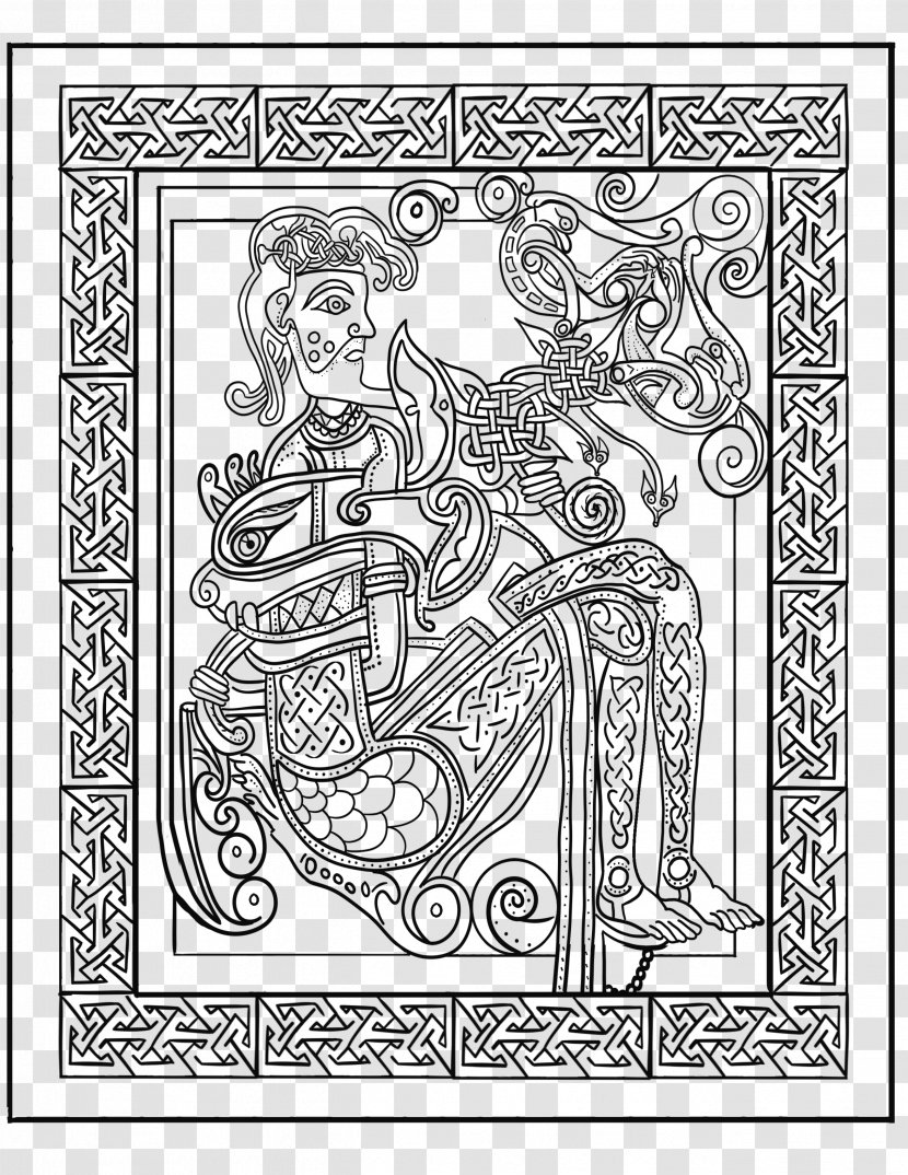 Book Of Kells Coloring Line Art - Tree - Beast-man Transparent PNG