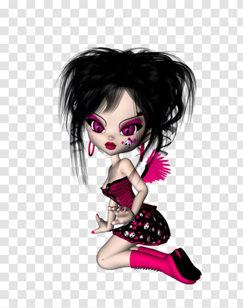 Black Hair Pink M Doll Transparent PNG