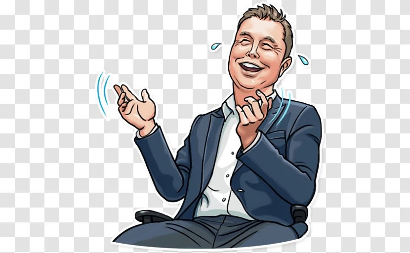 Elon Musk Sticker Telegram Face With Tears Of Joy Emoji - Sitting Transparent PNG