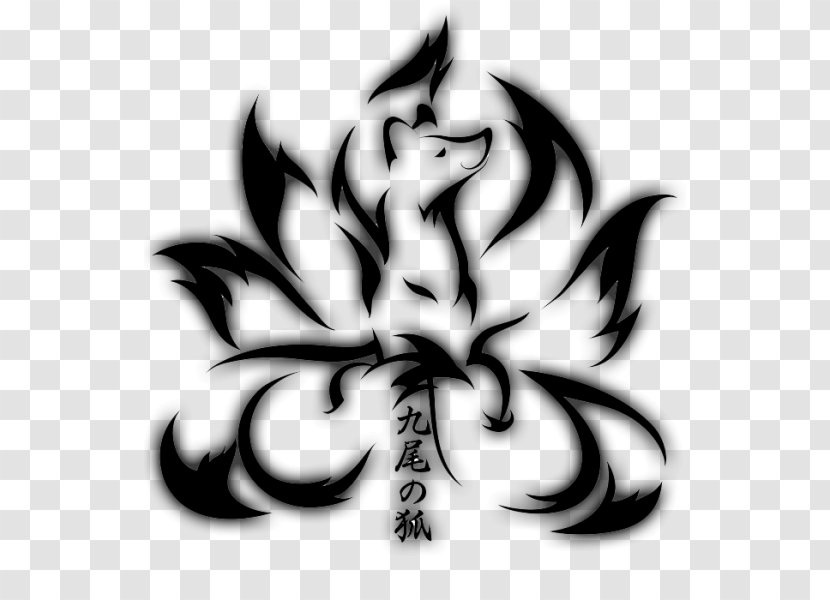 Nine-tailed Fox Tattoo Kitsune Red - Monochrome Photography Transparent PNG