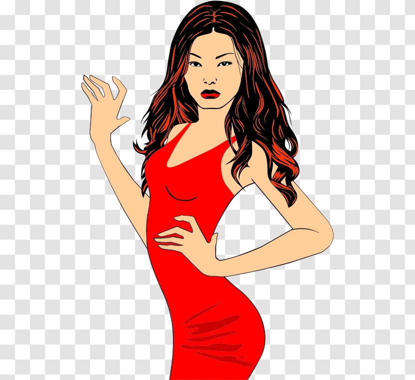 Woman Drawing - Flower - Women Dress Transparent PNG