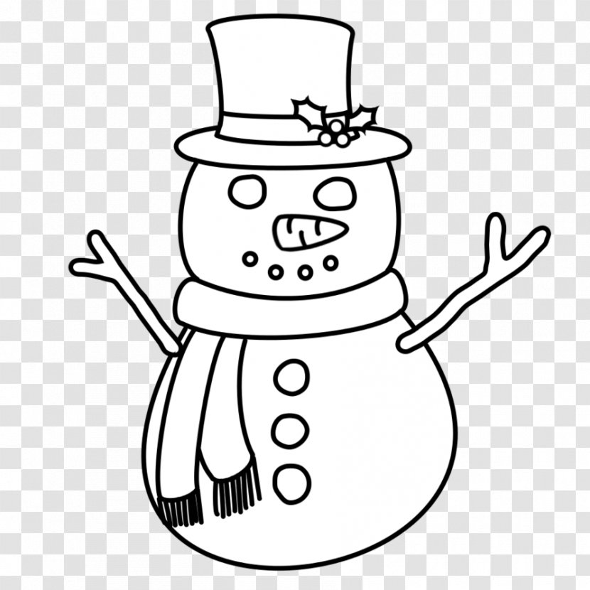 Line Art White Cartoon Finger Clip - Black And - Drawing Snowman Transparent PNG