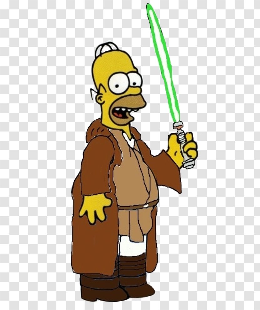 Homer Simpson Luke Skywalker Bart Ki-Adi-Mundi Jedi - Lightsaber Transparent PNG