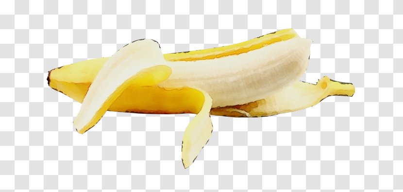 Banana Family Yellow Peel Fruit - Wet Ink - Food Plant Transparent PNG