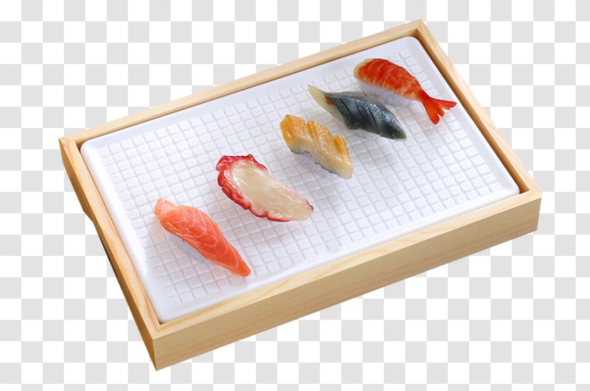 California Roll Sushi Sashimi Japanese Cuisine - On Bamboo Plate Transparent PNG