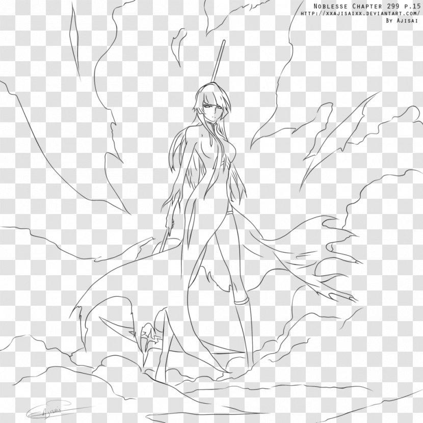 Line Art Drawing Fairy Sketch - White Transparent PNG