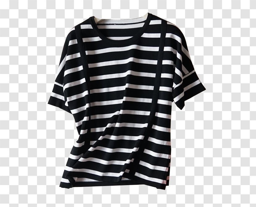 Sleeve T-shirt Coat - Top - Taobao Women Striped Transparent PNG