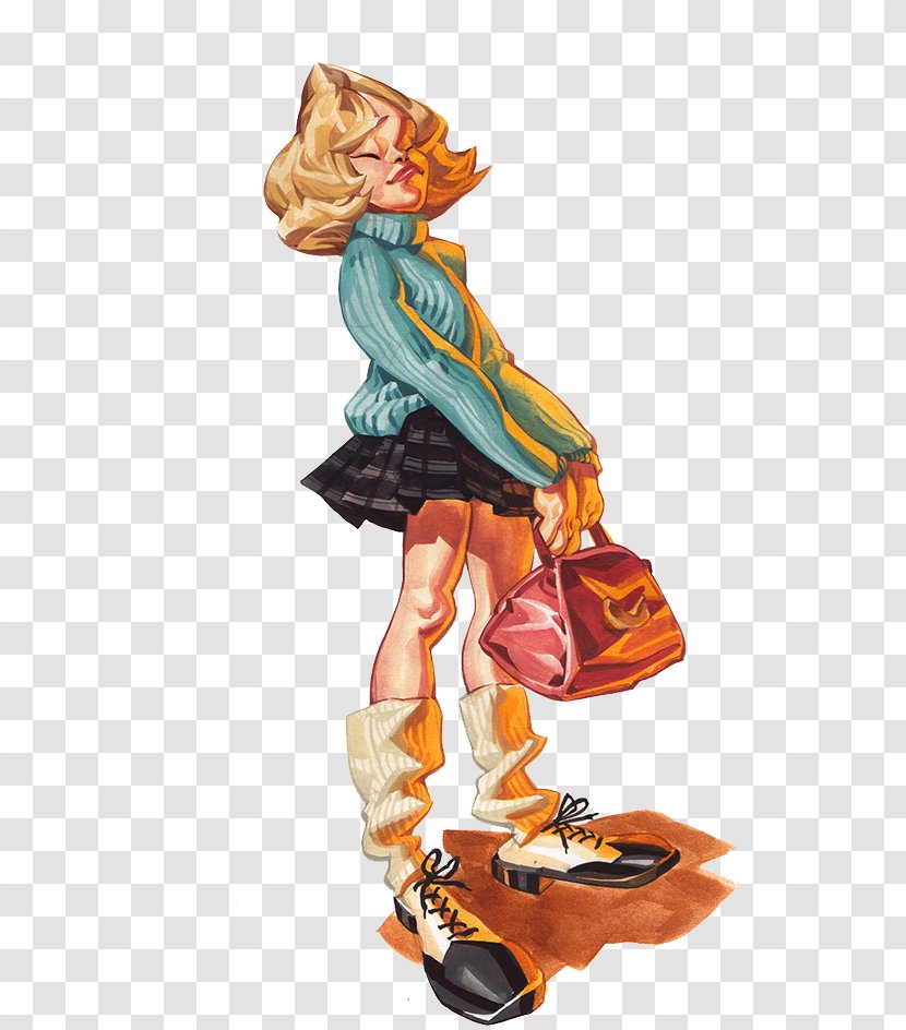 South Korea Model Sheet Art Character Illustration - Design - Cartoon Women Carry Bags Transparent PNG