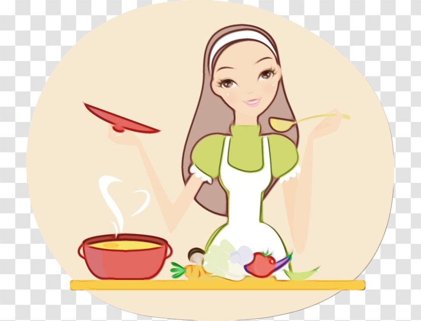 Cartoon Eating Food Clip Art Tableware - Watercolor - Play Cooking Transparent PNG