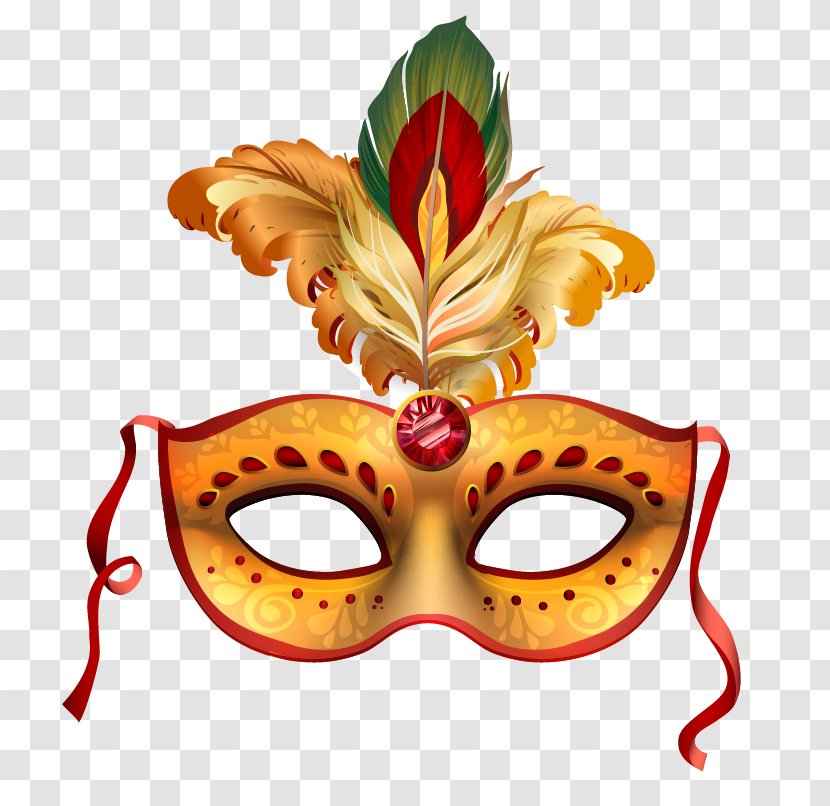 Carnival Of Venice Mask Party - Masquerade Ball - Dance Feather Vector Transparent PNG
