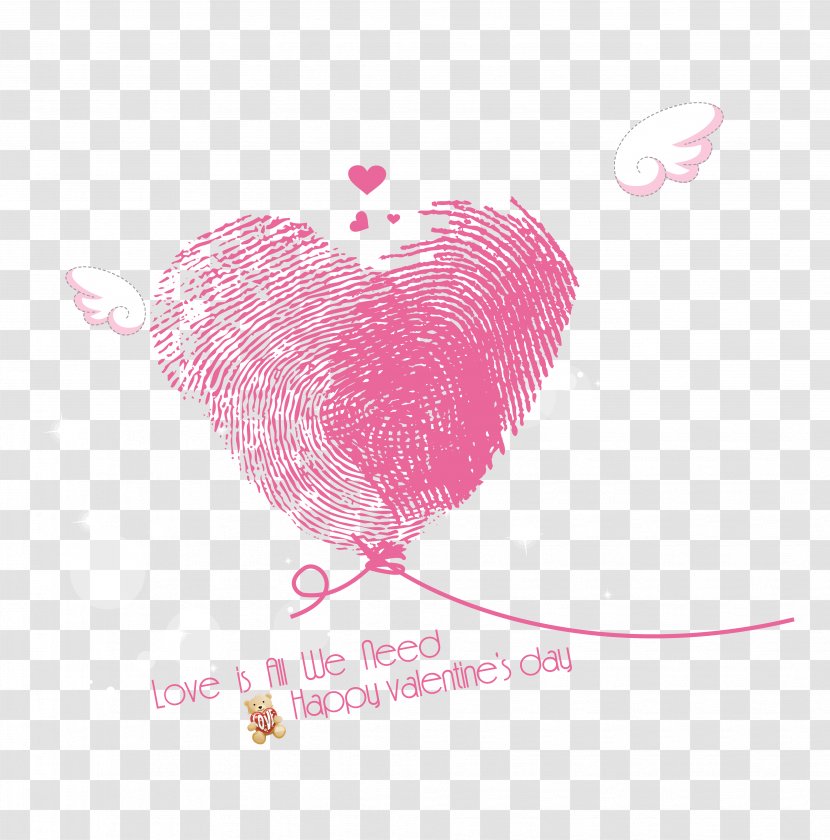 Heart Valentine's Day Fingerprint Love - Frame - Heart-shaped Transparent PNG