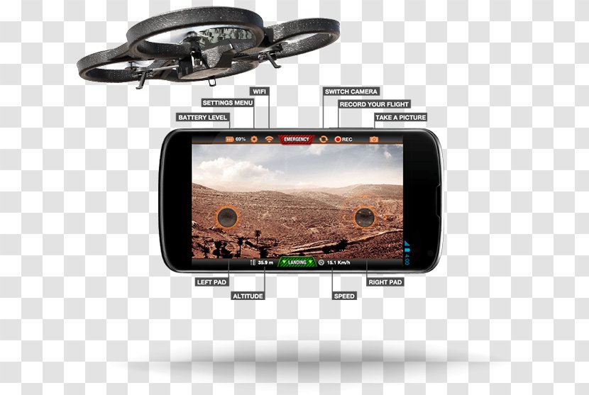 Parrot AR.Drone 2.0 Unmanned Aerial Vehicle Bebop Drone 2 - Smartphone Transparent PNG