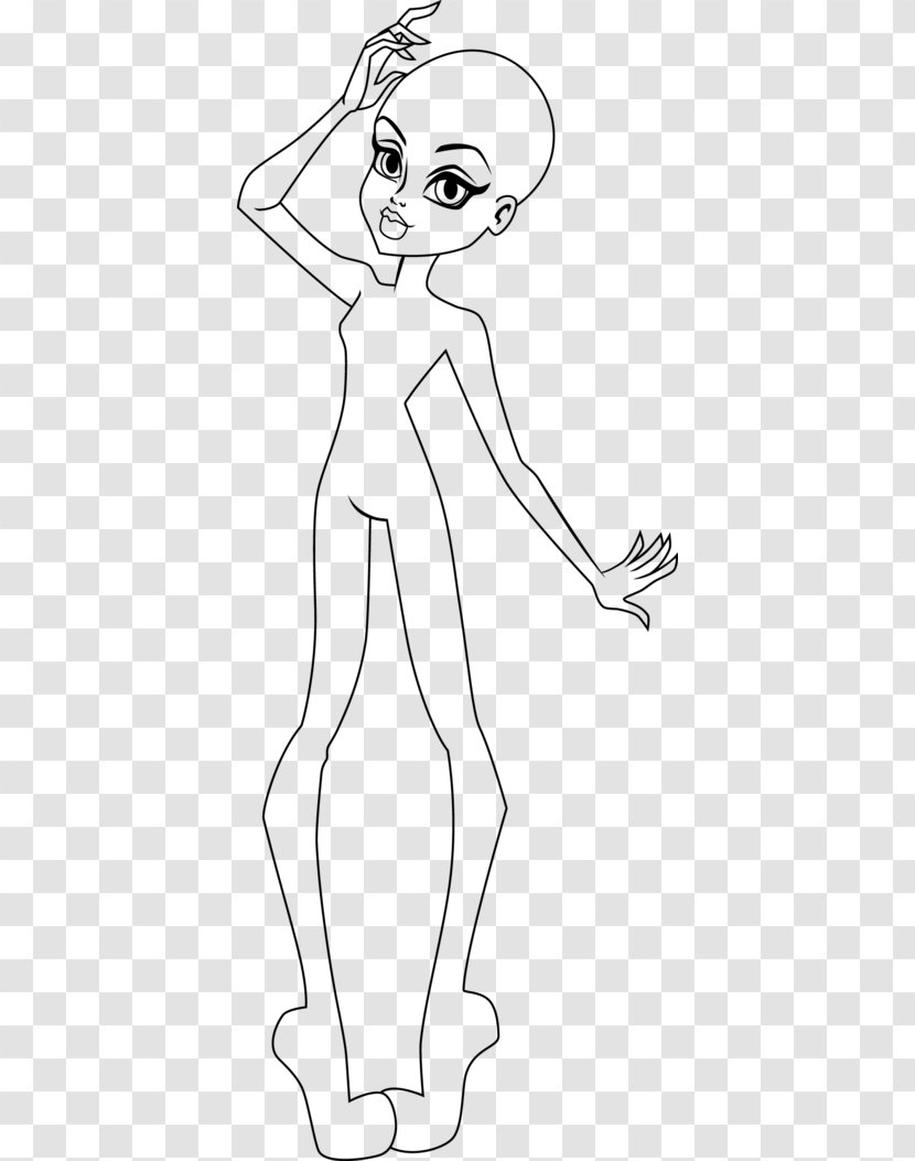 Monster High Frankie Stein Drawing Black And White Sketch - Silhouette - Body Transparent PNG